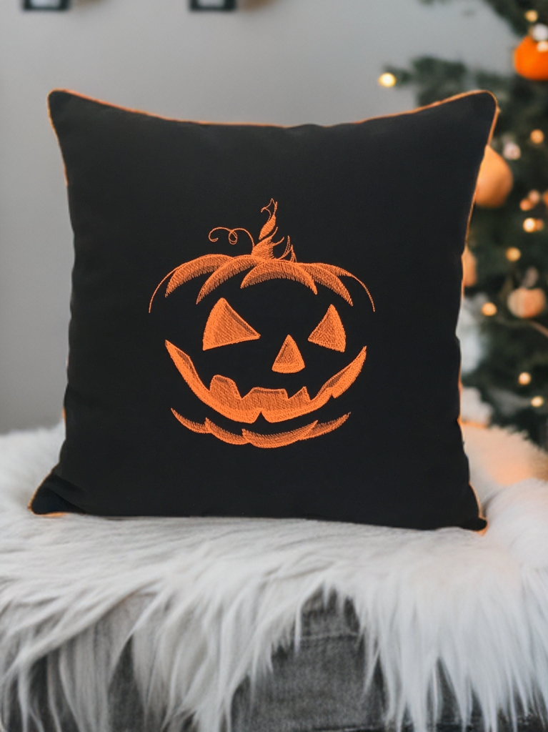 KingPumpkin Neon Nakışlı Kırlent Kılıfı