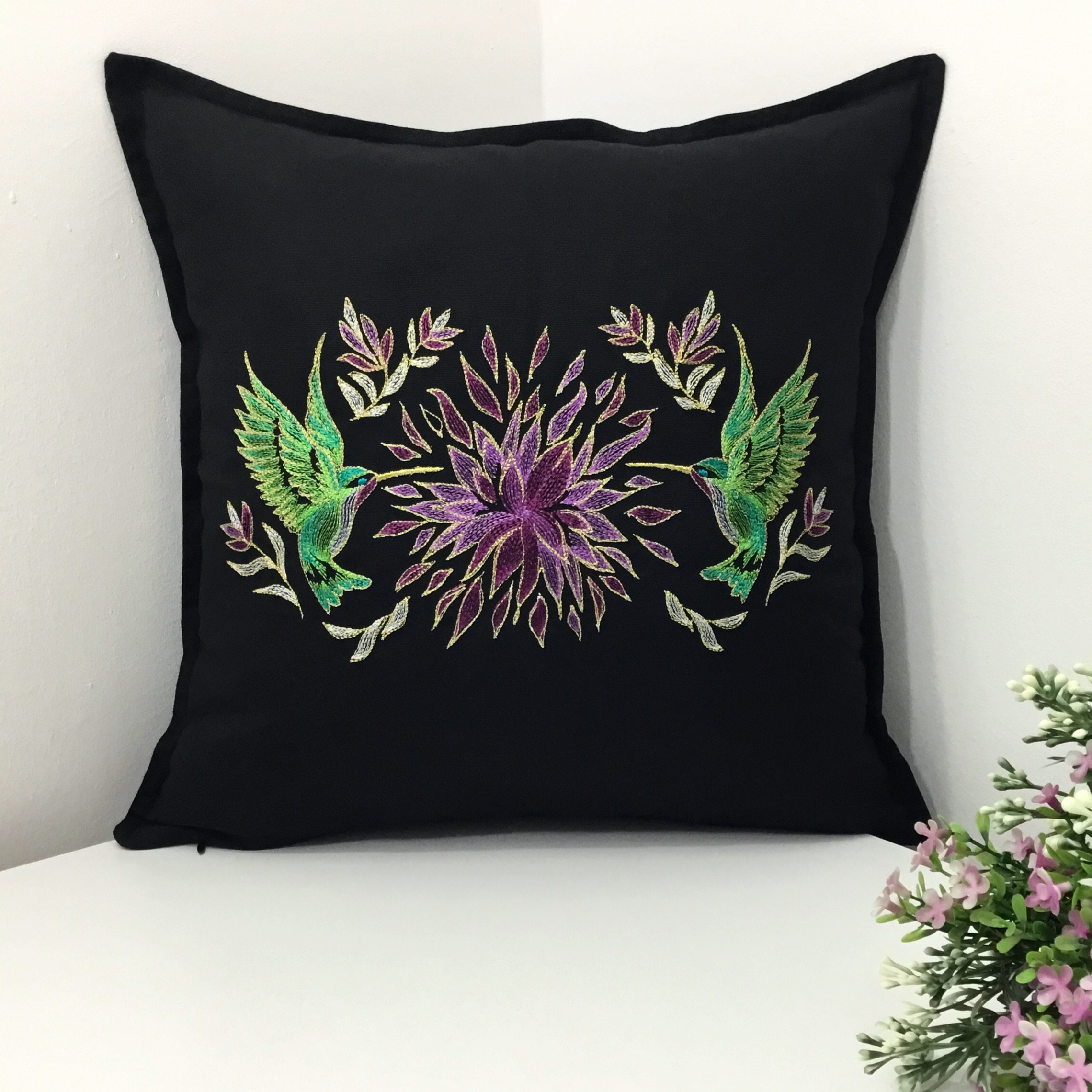 Elegant Birds&blooms Arıkuşları Ve Çiçekler Kırlent Kılıfı