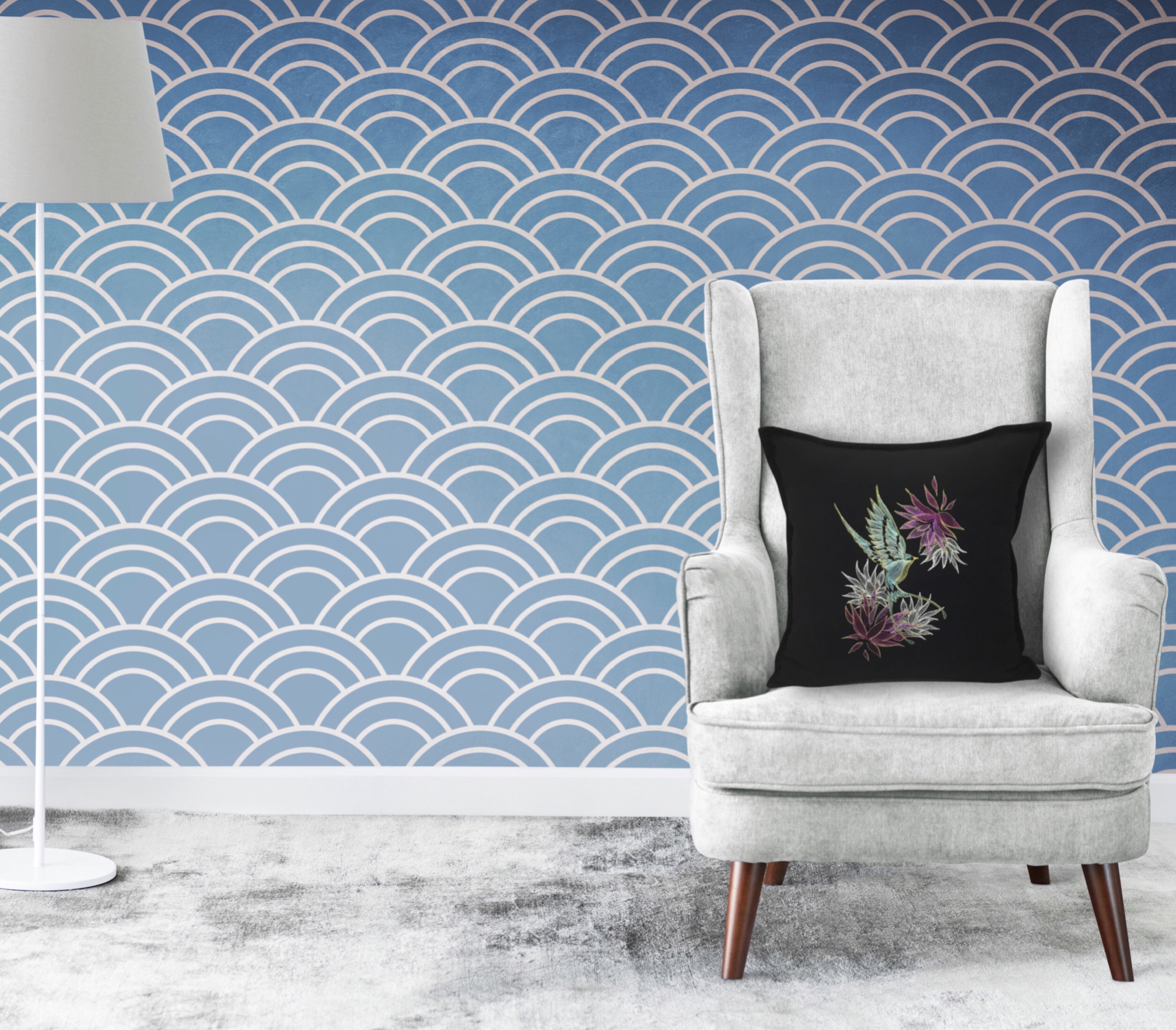 Elegant Swallow & Blooms - Kırlangıç Ve Çiçekler Kırlent Kılıfı