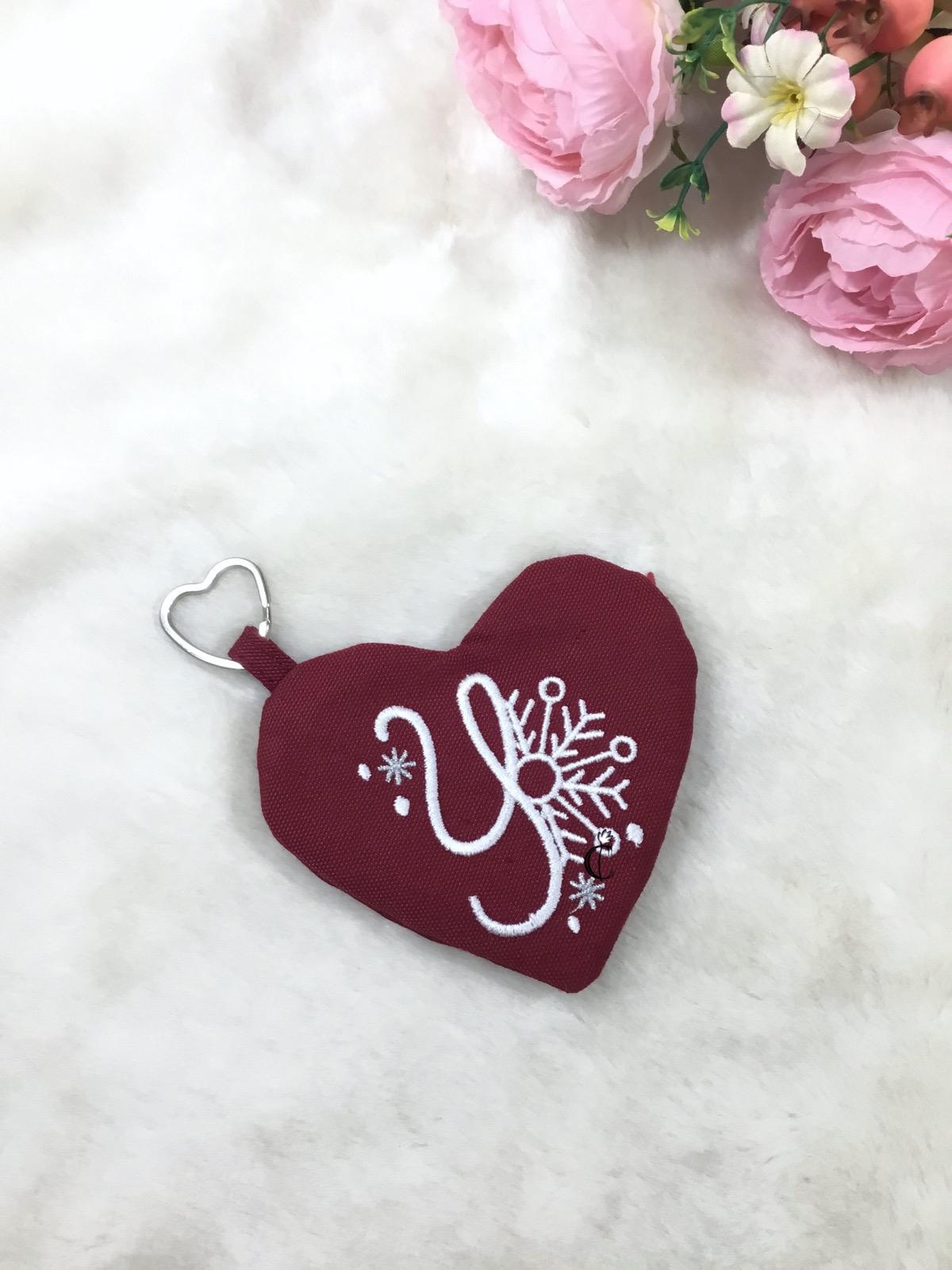 Snowing Monogram Heart Kartanesi Nakışlı Mini Kalp Cüzdan