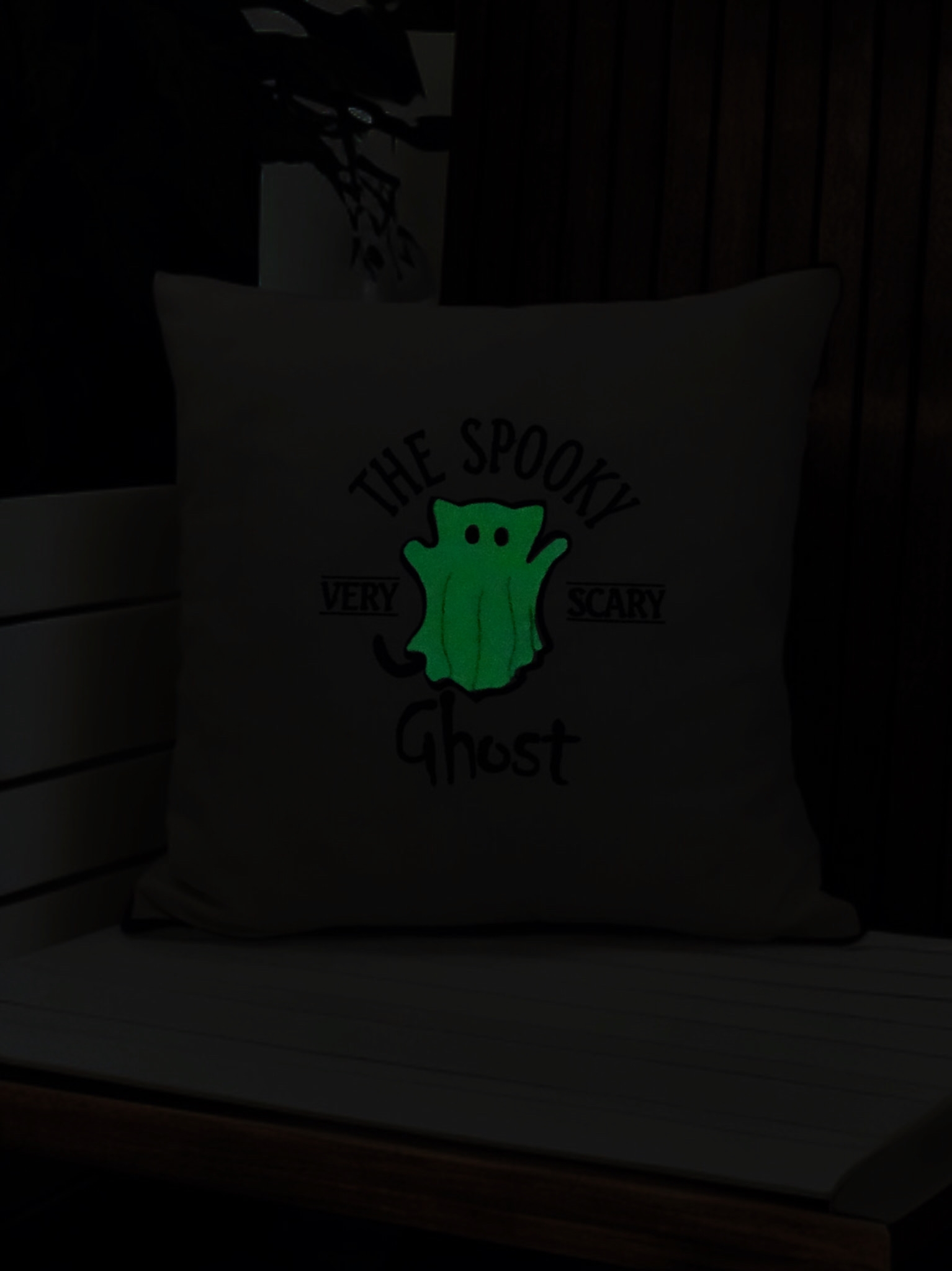 ScaryCat Korkutucu Kedi Fosforlu Nakışlı Kırlent Kılıfı