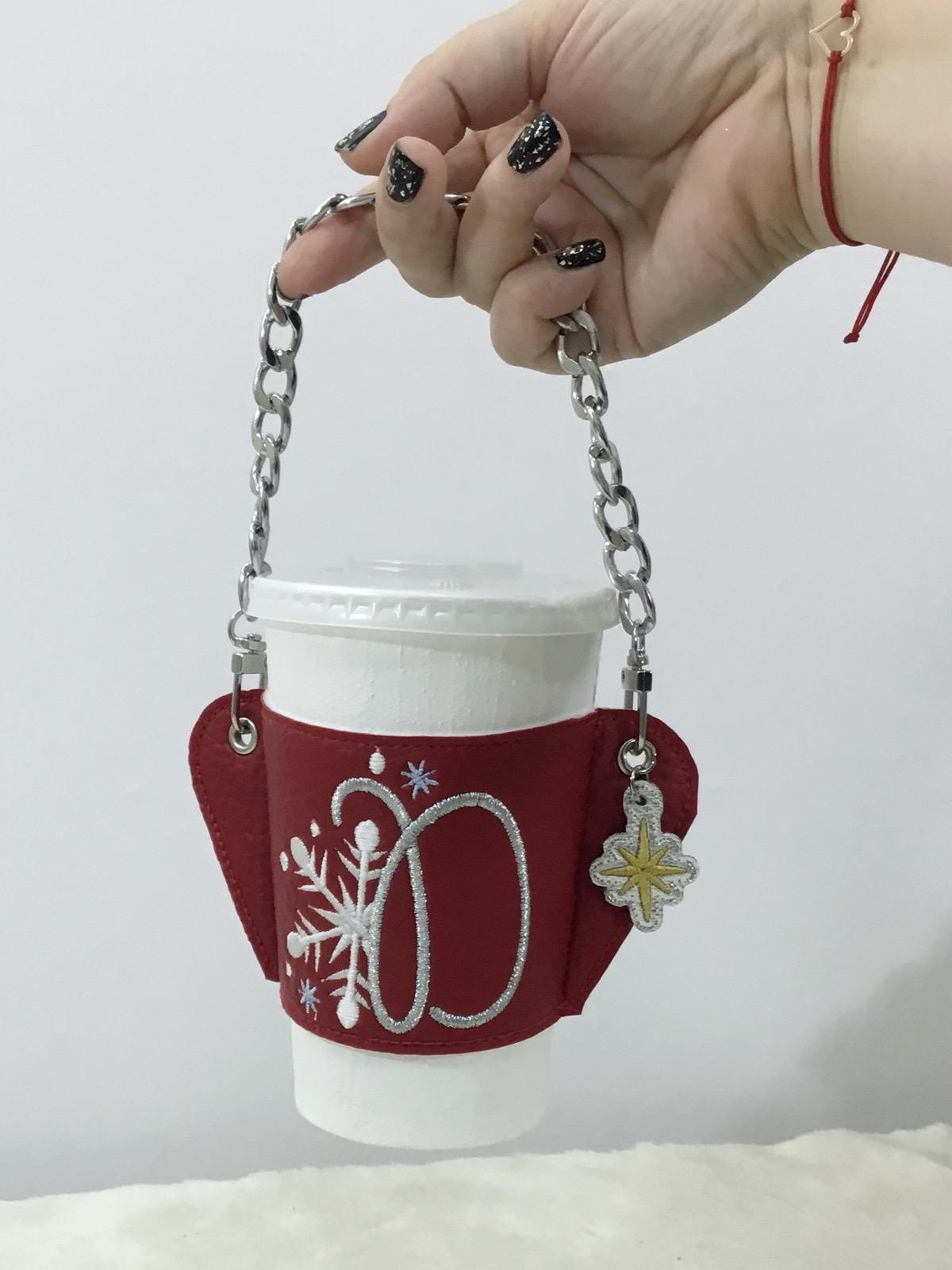 Snowy Monogram Coffee Sleeve Nakışlı Bardak Taşıyıcı Çanta