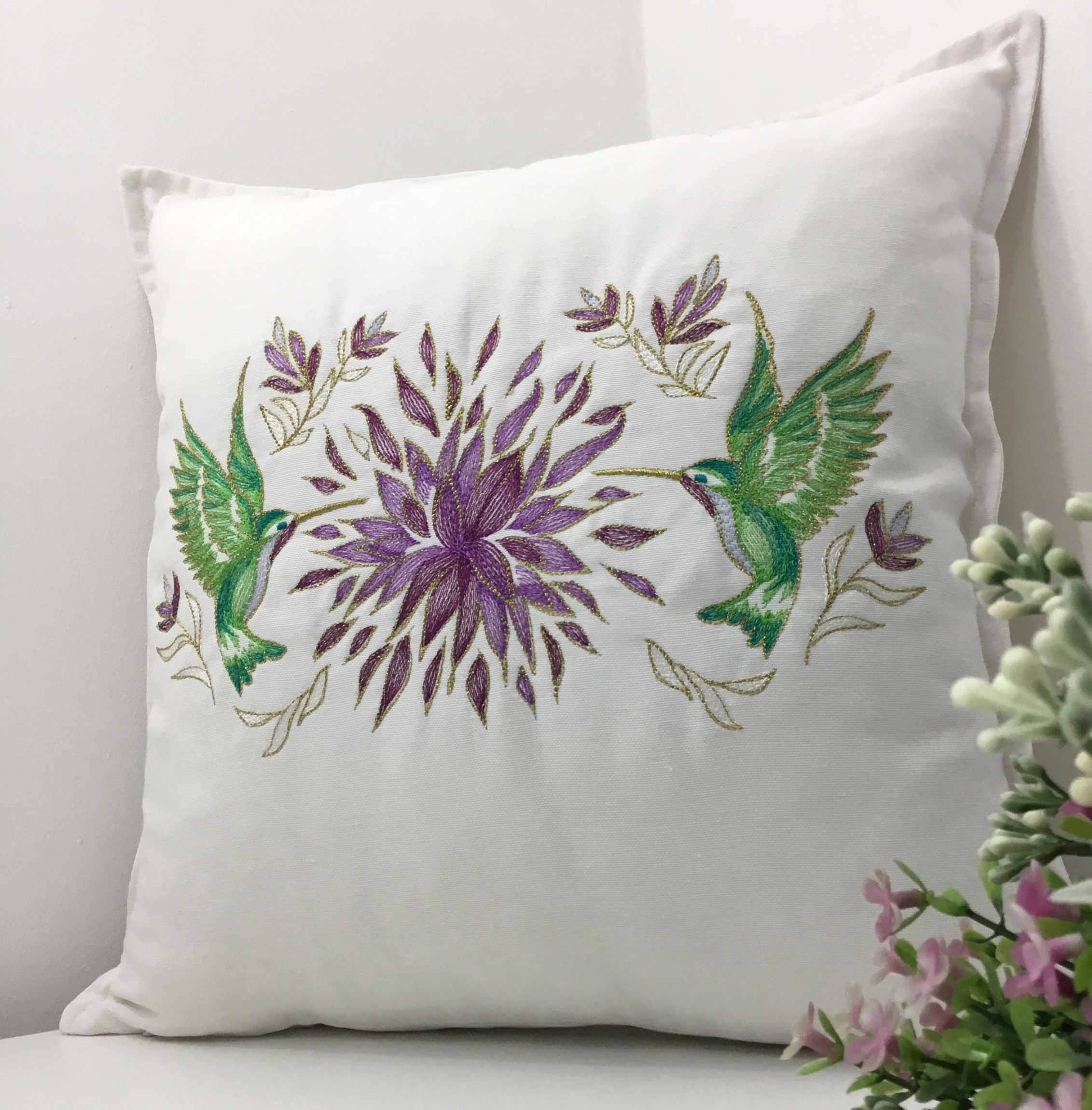 Elegant Birds&blooms Arıkuşları Ve Çiçekler Kırlent Kılıfı