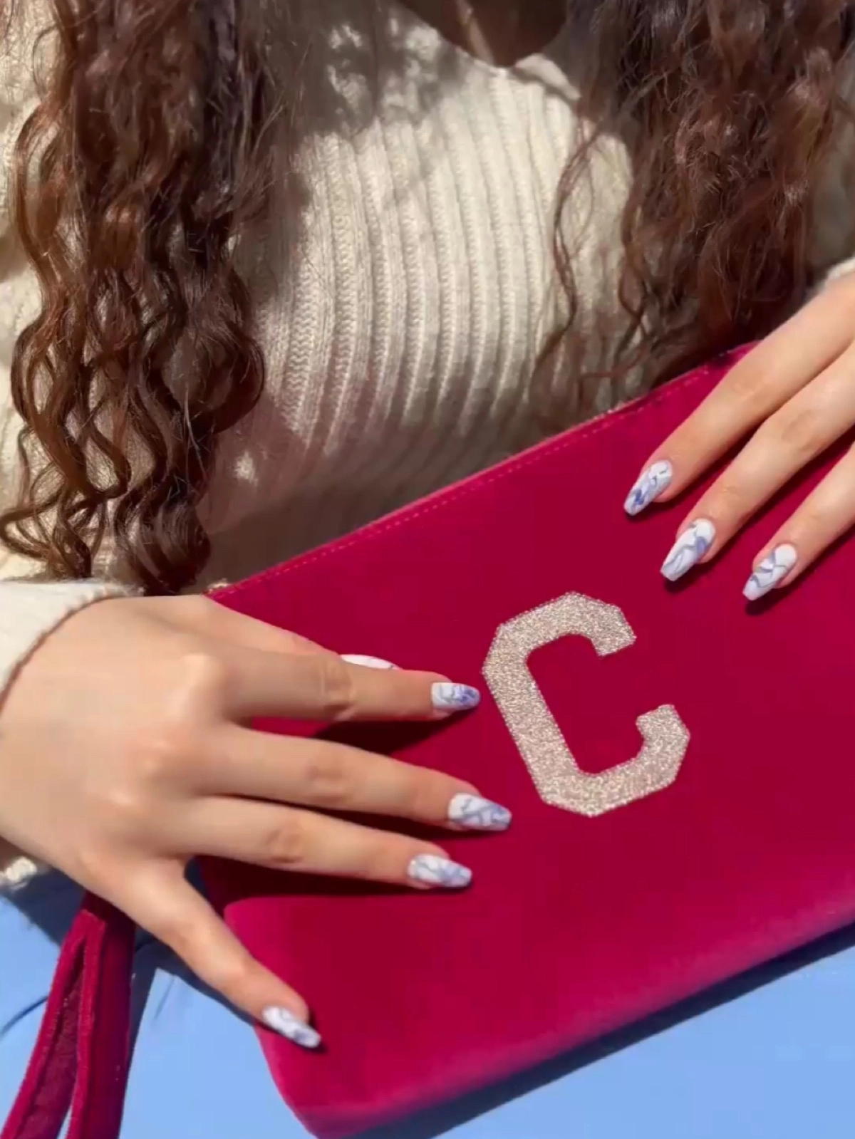 Velvet Dream Monogram | Kişiye Özel Kadife Clutch Çanta Midi