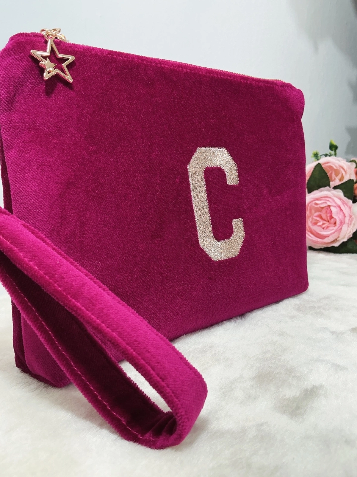 Velvet Dream Monogram | Kişiye Özel Kadife Clutch Çanta Midi