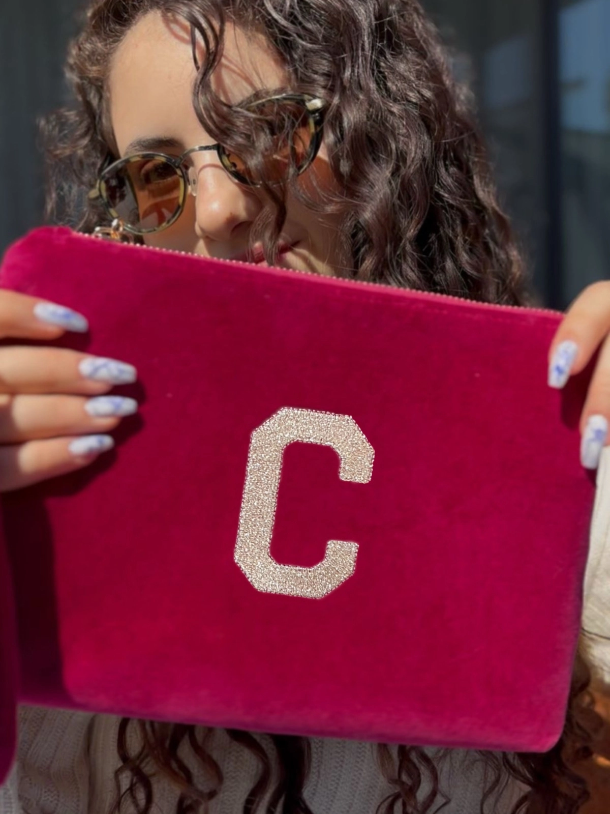 Velvet Dream Monogram | Kişiye Özel Kadife Clutch Çanta Midi