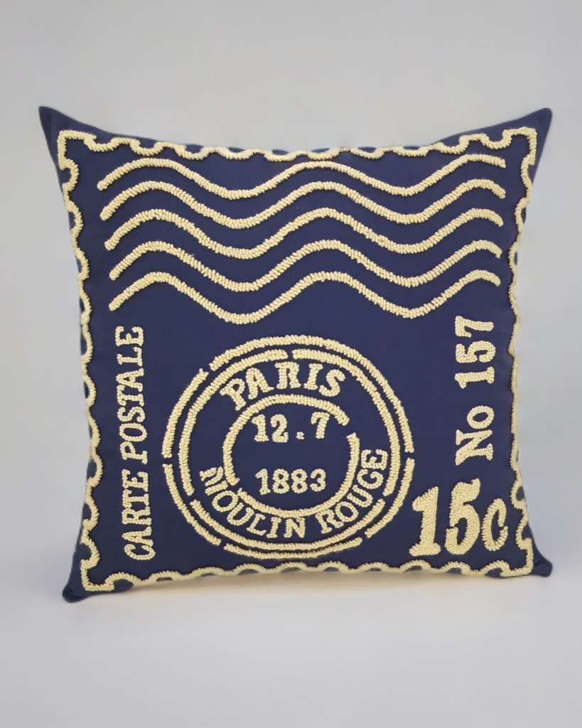 Stamp Punch Nakışlı Kırlent Kılıfı