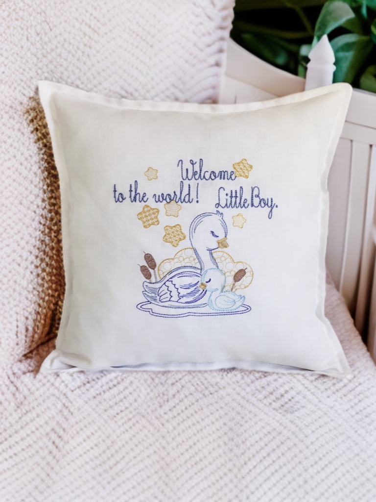 Hoşgeldin Bebek - Erkek - Nakışlı Kırlent Kılıfı