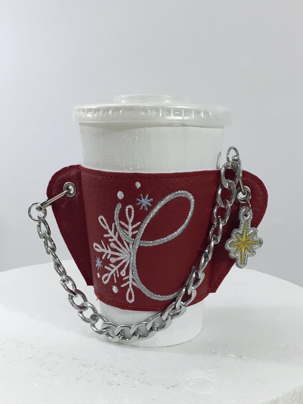 Snowy Monogram Coffee Sleeve Nakışlı Bardak Taşıyıcı Çanta
