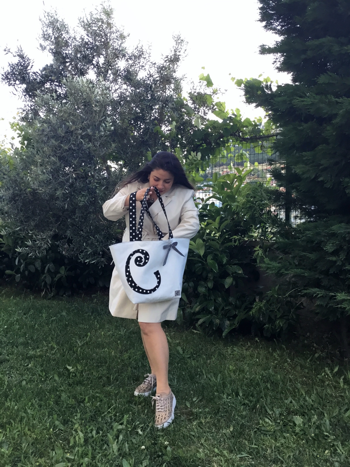 Curvy and Dotty - Siyah - Plaj Çantası 