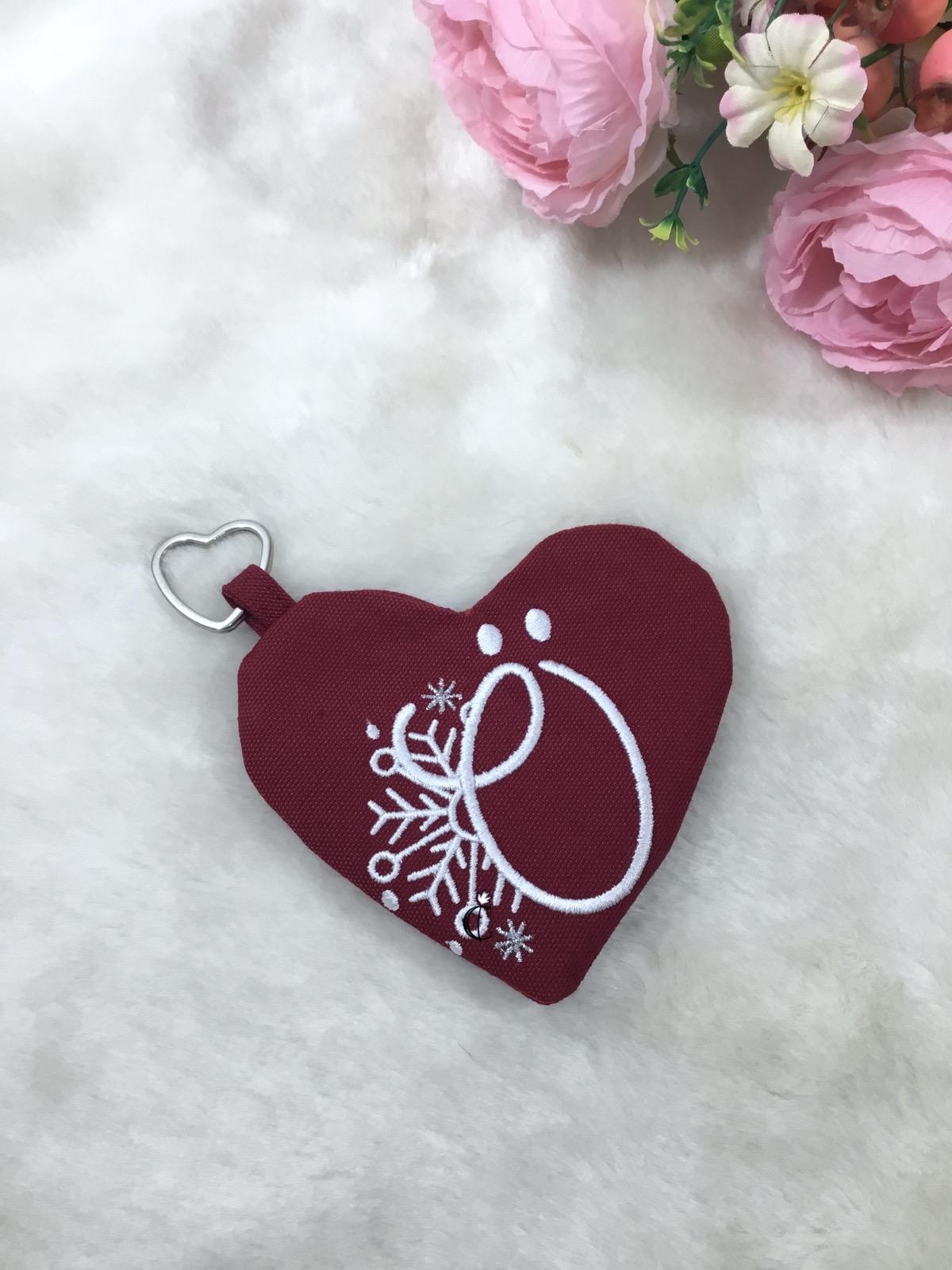 Snowing Monogram Heart Kartanesi Nakışlı Mini Kalp Cüzdan