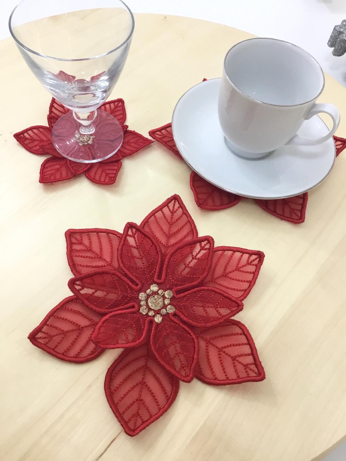 Poinsettia Bardak Altlığı 6+6